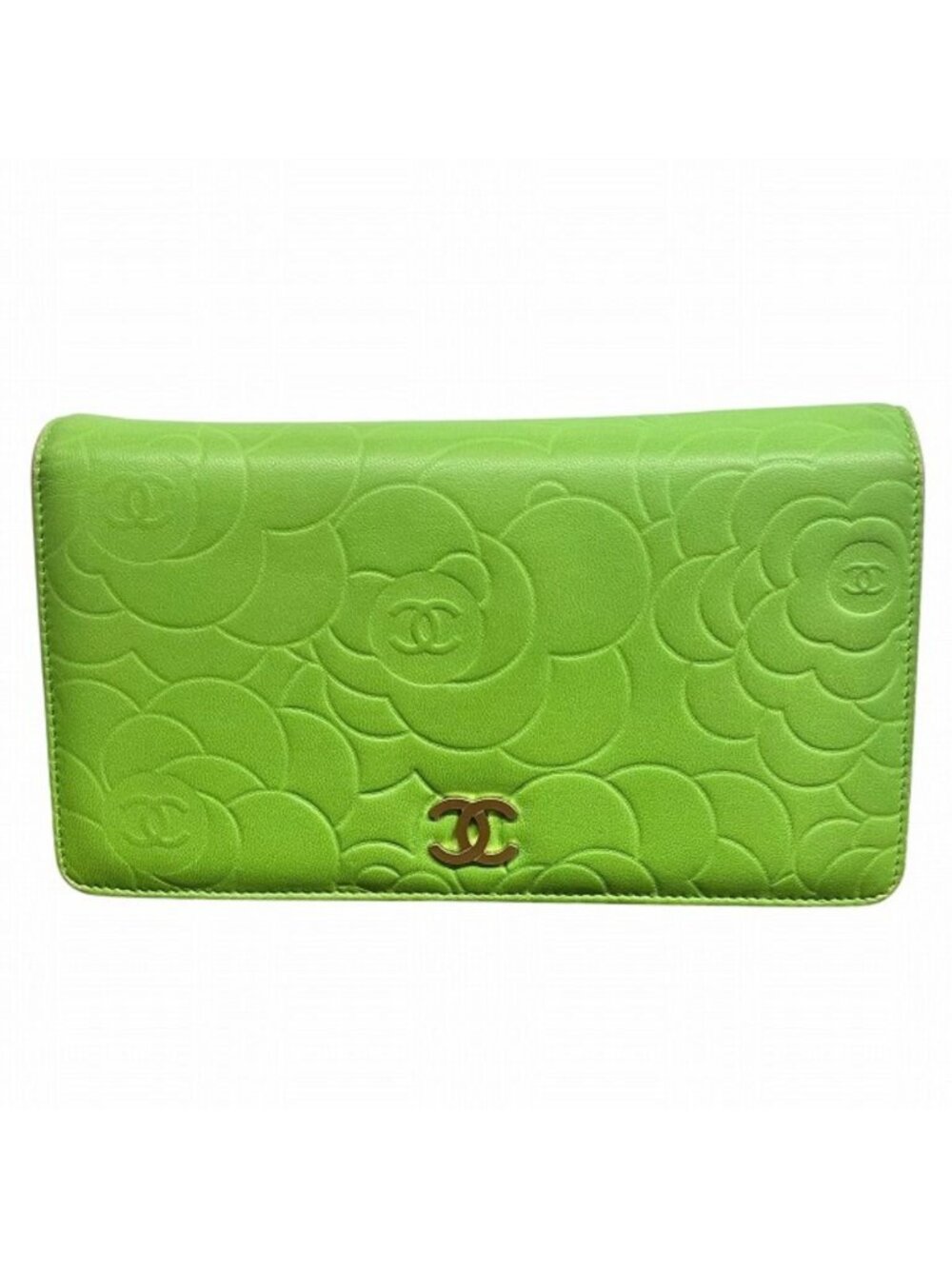 Chanel CC Logo Camellia Bifold Wallet Lambskin